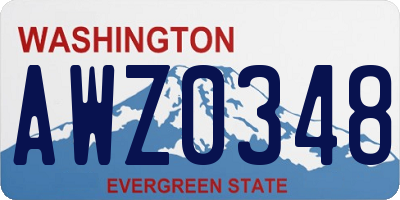 WA license plate AWZ0348
