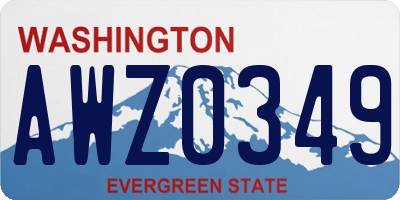WA license plate AWZ0349