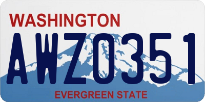 WA license plate AWZ0351
