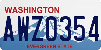 WA license plate AWZ0354