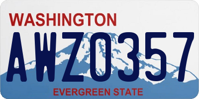 WA license plate AWZ0357