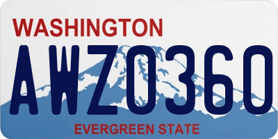 WA license plate AWZ0360