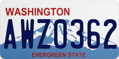 WA license plate AWZ0362