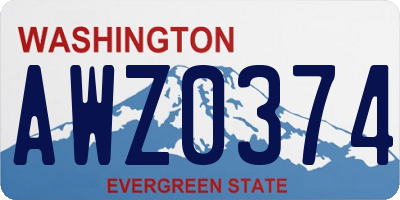 WA license plate AWZ0374
