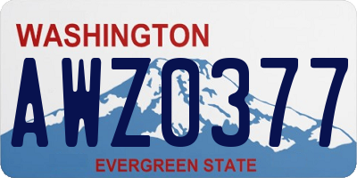 WA license plate AWZ0377