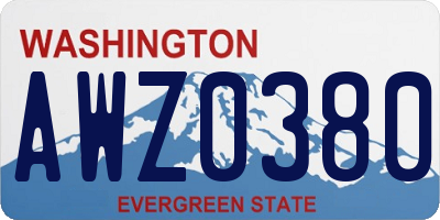 WA license plate AWZ0380
