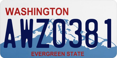 WA license plate AWZ0381