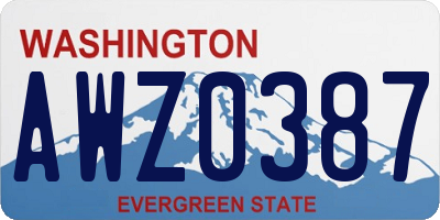 WA license plate AWZ0387