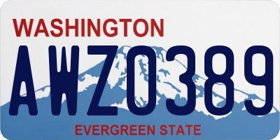 WA license plate AWZ0389