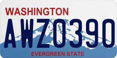 WA license plate AWZ0390
