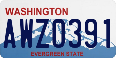 WA license plate AWZ0391
