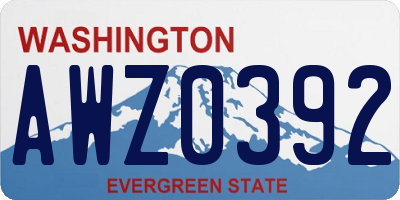 WA license plate AWZ0392