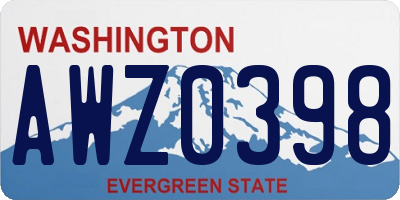WA license plate AWZ0398