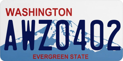 WA license plate AWZ0402