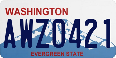 WA license plate AWZ0421