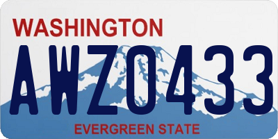 WA license plate AWZ0433