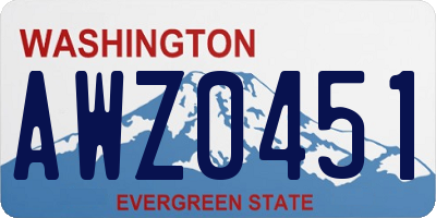 WA license plate AWZ0451