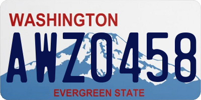 WA license plate AWZ0458