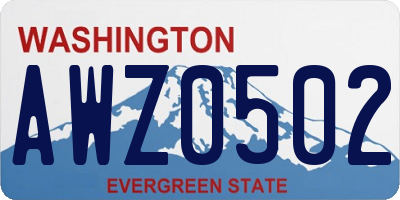 WA license plate AWZ0502