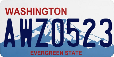 WA license plate AWZ0523