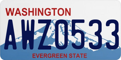 WA license plate AWZ0533