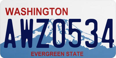 WA license plate AWZ0534