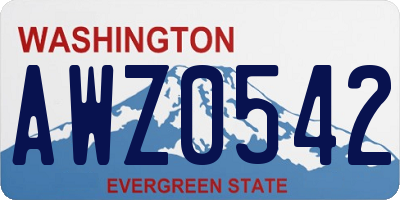 WA license plate AWZ0542
