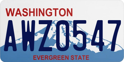 WA license plate AWZ0547