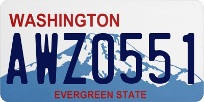 WA license plate AWZ0551
