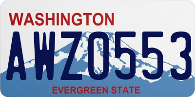 WA license plate AWZ0553