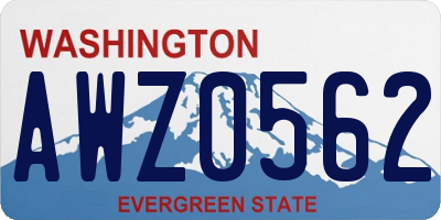 WA license plate AWZ0562