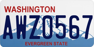 WA license plate AWZ0567