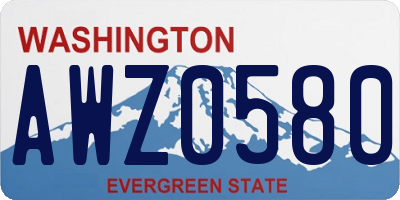 WA license plate AWZ0580