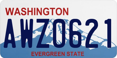 WA license plate AWZ0621