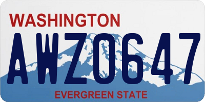 WA license plate AWZ0647