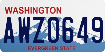 WA license plate AWZ0649