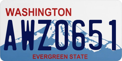 WA license plate AWZ0651