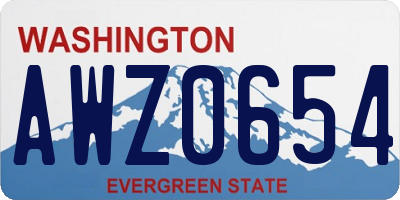 WA license plate AWZ0654