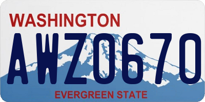 WA license plate AWZ0670