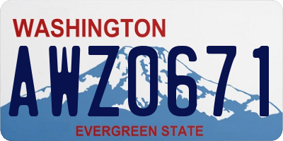 WA license plate AWZ0671