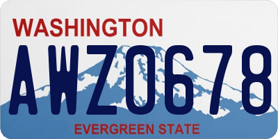 WA license plate AWZ0678