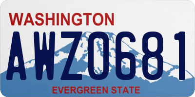 WA license plate AWZ0681
