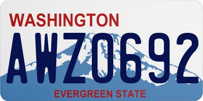 WA license plate AWZ0692