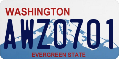 WA license plate AWZ0701