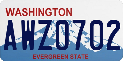 WA license plate AWZ0702