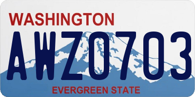 WA license plate AWZ0703