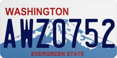 WA license plate AWZ0752