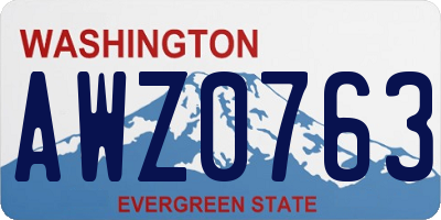 WA license plate AWZ0763