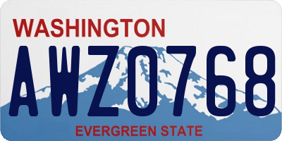 WA license plate AWZ0768