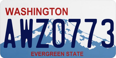 WA license plate AWZ0773